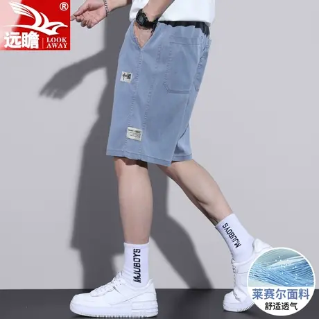 男士天丝休闲短裤夏天冰感宽松运动五分牛仔裤子夏季潮牌薄款中裤商品大图