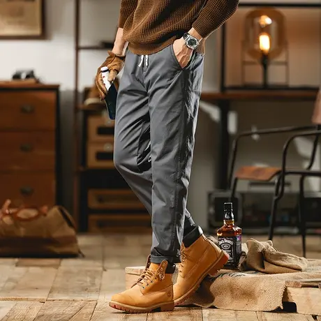 裤子男款夏季工装裤户外抽绳男裤休闲裤男款九分裤百搭男款夏季商品大图