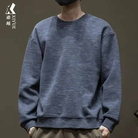 立体印花套头卫衣男秋冬新款宽松大码简约纯色内搭打底衫毛衣服男商品大图