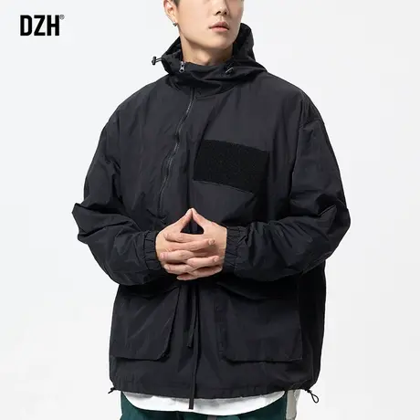 男士黑色冲锋衣外套男秋季高级感工装夹克男款2023新款美式登山服商品大图