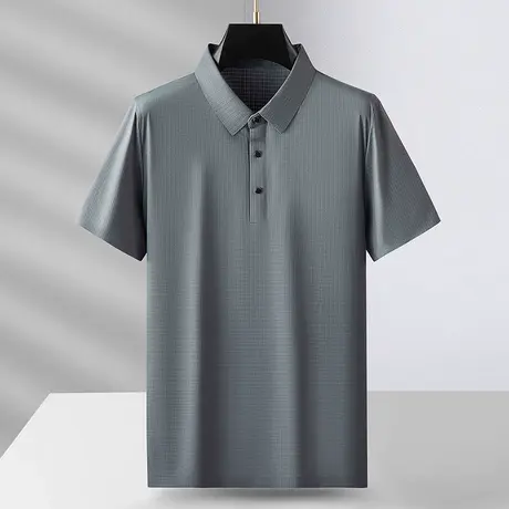 抗皱男士翻领冰丝短袖T恤夏季速干弹力宽松中老年爸爸POLO衫半袖商品大图