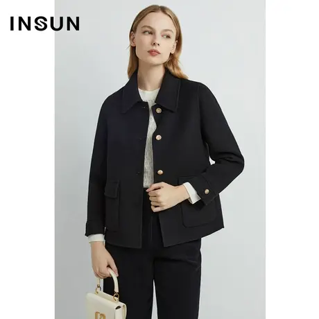 INSUN恩裳奥莱冬季纯羊毛双面呢轻商务短外套商品大图