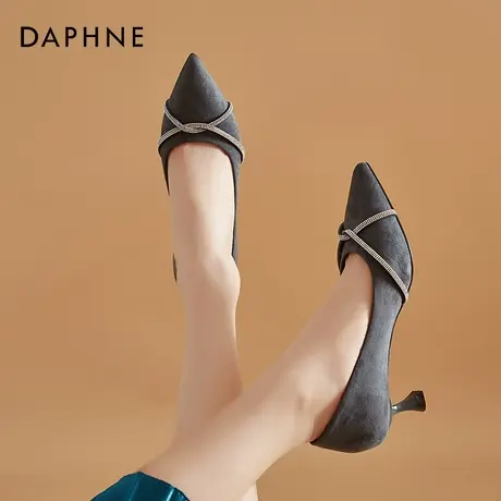 达芙妮裸色高跟鞋女细跟2020新款秋百搭水钻宴会尖头单鞋女浅口商品大图