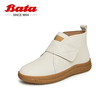 奥莱Bata时装靴女冬季新款牛皮休闲通勤轻便魔术贴短筒靴9852DDD3图片