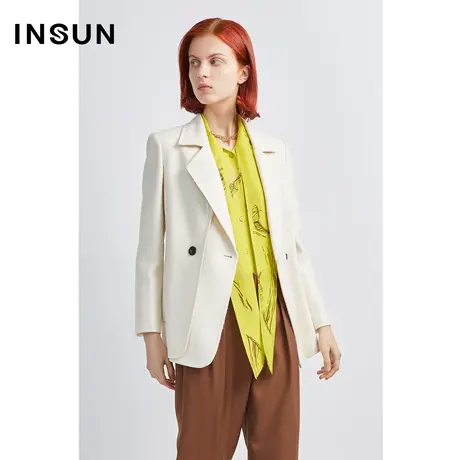INSUN恩裳冬季双层裁片造型感羊毛西装商品大图