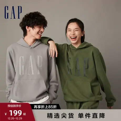 【断码优惠】Gap男女装冬LOGO碳素软磨抓绒卫衣运动情侣装841332商品大图