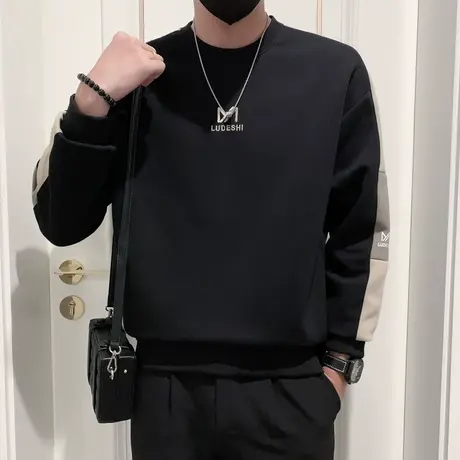 重磅潮牌美式卫衣男春秋季刺绣圆领套头衫长袖t恤休闲打底衫外套商品大图