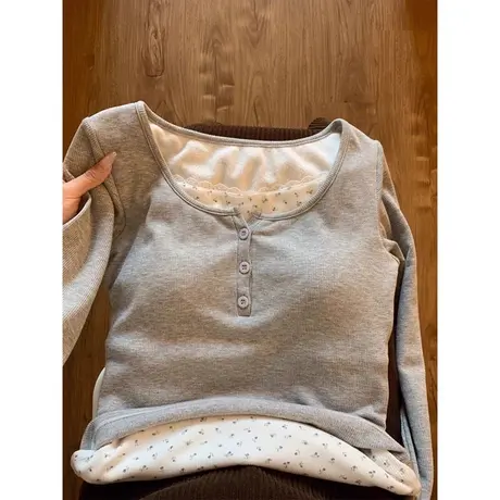 ins超火复古假两件长袖T恤女春装2024新款百搭修身打底衫内搭上衣图片