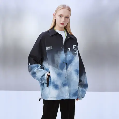 YEP潮牌设计感小众渐变工装外套女春秋季宽松bf风夹克欧美街头商品大图