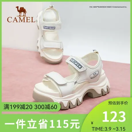 骆驼女鞋2024夏季新款厚底运动凉鞋女粗跟魔术贴时尚百搭沙滩鞋女商品大图