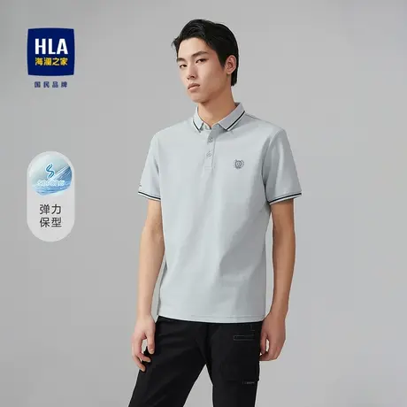 HLA/海澜之家SORONA短袖polo衫精致绣花小标商务套头短袖上衣男图片