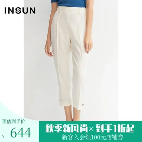 恩裳商场同款女装时尚个性开衩设计微宽松小脚正装裤商品大图