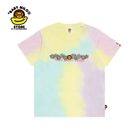 BABY MILO STORE春夏小猴小花图案印花扎染多彩短袖T恤0419XAK商品大图