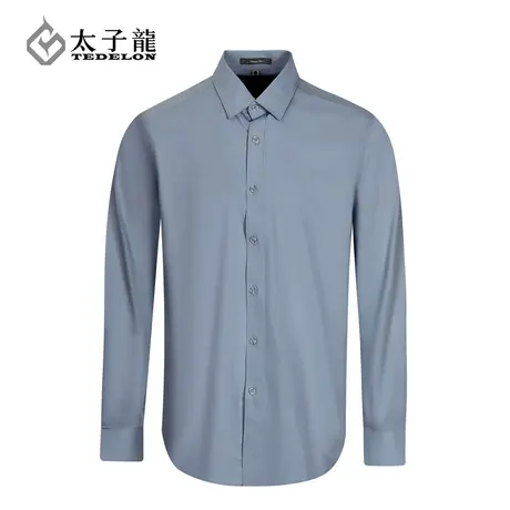 太子龙竹纤维男士商务纯色长袖衬衫2023秋季新款白色上班春秋衬衣商品大图