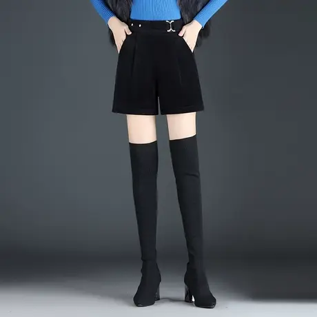 黑色阔腿裤女秋冬高腰短裤2023新款外穿时尚显瘦通勤休闲裤靴裤子商品大图
