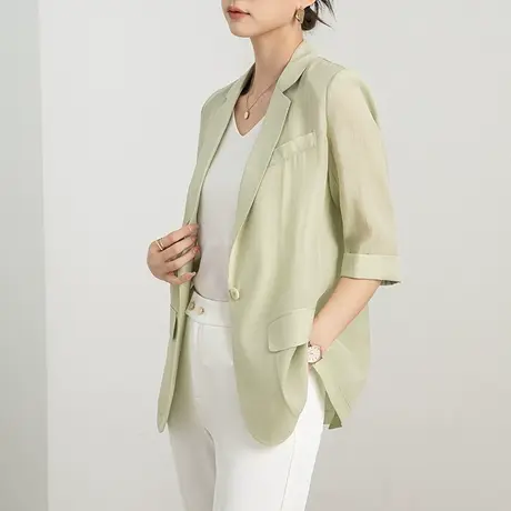 天丝西装外套女薄款2023新款夏职业气质中袖西服防晒外搭上衣夏季商品大图