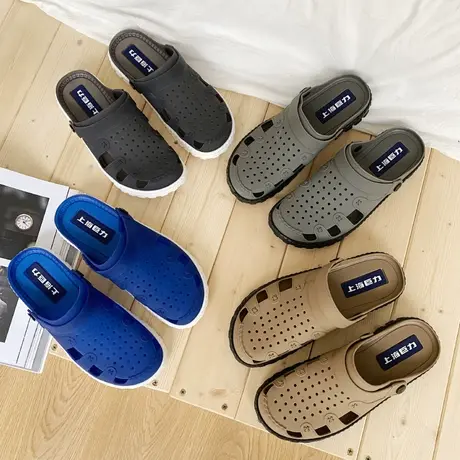 拖鞋男士夏季凉拖室外洞洞鞋外穿凉鞋家用半拖韩版潮流个性沙滩鞋商品大图