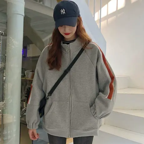 oversize卫衣女2023春秋季上衣宽松韩版小个子慵懒风薄款开衫外套商品大图