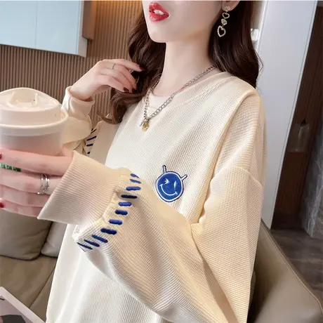 早春装华夫格卫衣女春秋季韩版宽松设计感小众薄款小个子上衣外套商品大图