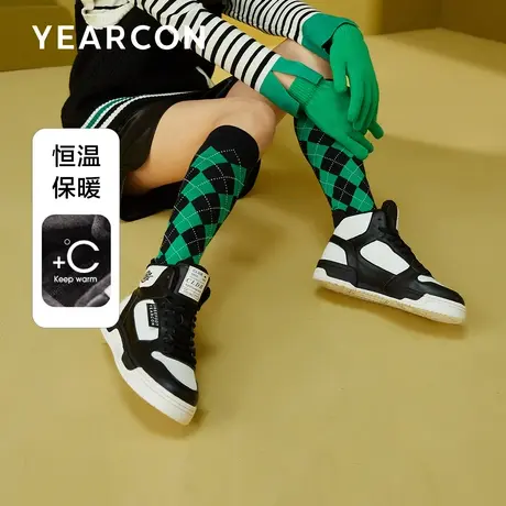 意尔康高帮百搭板鞋女2023冬加绒运动鞋通勤百搭平底休闲鞋情侣款商品大图