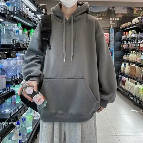 美式hiphop卫衣潮男连帽潮牌ins初秋重磅大码上衣男款外套高级感商品大图