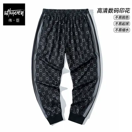 伟臣潮流大码男装秋冬新品男士印花休闲长裤胖子加肥加大宽松小脚商品大图