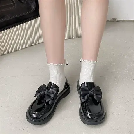 2023年春季新款蝴蝶结日系jk爆款单鞋女配裙子复古英伦小皮鞋潮商品大图