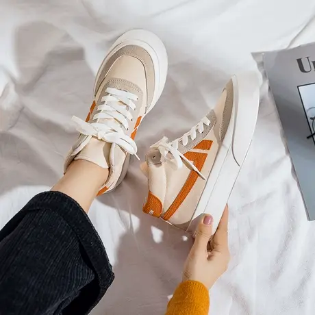 高帮帆布鞋女2021年冬季新款学生板鞋潮ins女港味复古休闲运动鞋商品大图