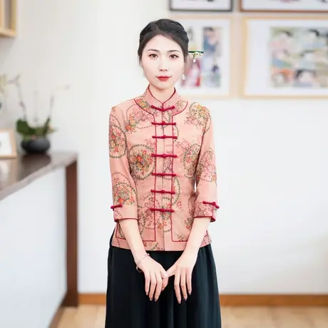 筠雅唐装女改良中国风旗袍上衣御姐显瘦复古时尚新中式女装24J077商品大图