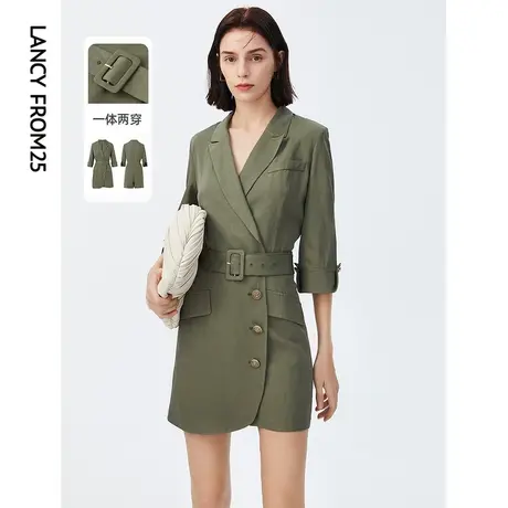 朗姿高腰直筒西装连体裤女夏季新款法式气质修身收腰显瘦连体衣图片