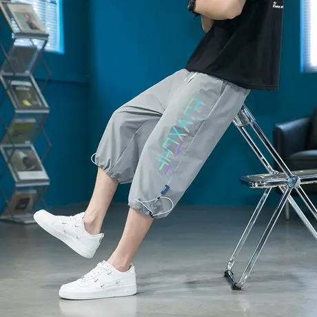 夏季薄款冰丝短裤12男孩13青少年学生14大童15岁男款运动七分裤子商品大图