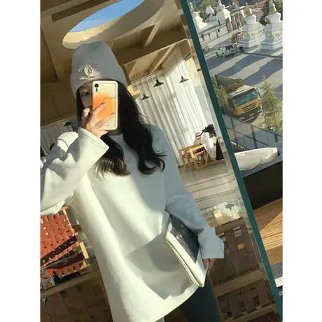 加绒保暖打底衫女装春秋冬内搭外穿秋衣加绒叠穿卫衣上衣长袖t恤图片