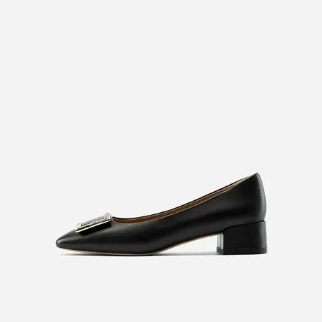 Nine West/玖熙2024年春季新款中跟单鞋女小方头方扣粗跟通勤女鞋图片