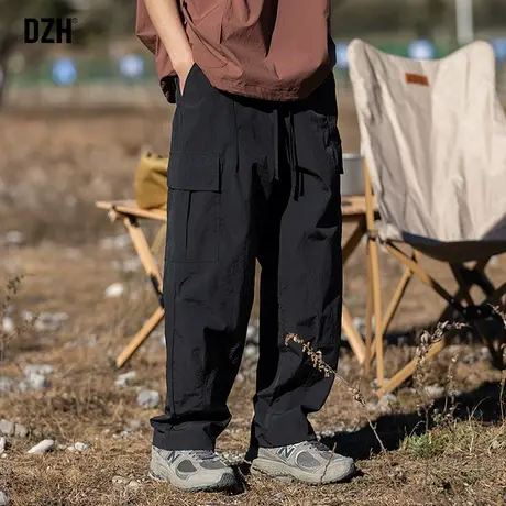 男生黑色工装裤子男潮流百搭帅气春夏款2023新款宽松直筒裤休闲裤图片