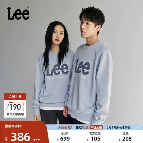 Lee韩国设计标准版圆领大Logo男女同款长袖卫衣休闲LUT010384207图片