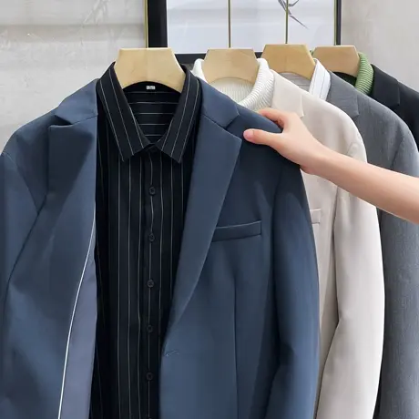 秋装韩版修身高级感小西装男休闲西服套装春秋季垂感男士单西外套图片