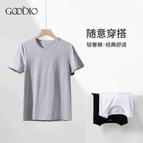 歌帝【特卖专享】男士舒适棉夏季汗衫纯棉男运动打底薄款短袖商品大图