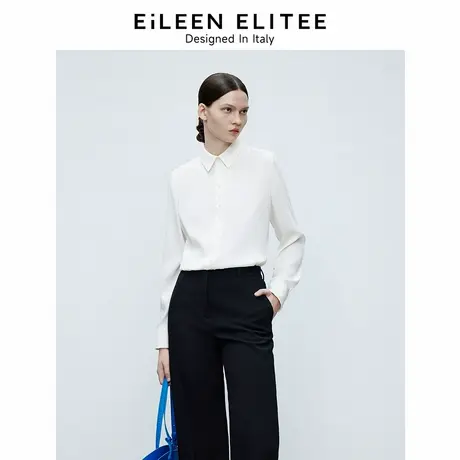 朗姿欧洲EiLEEN ELITEE翻领双色衬衫2025年春季新款长袖通勤上衣图片
