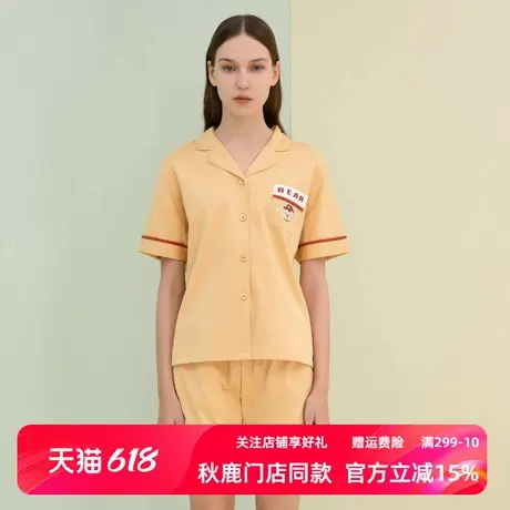 秋鹿【断码清仓】夏季短袖卡通睡衣纯棉女士家居服薄大码开衫商品大图