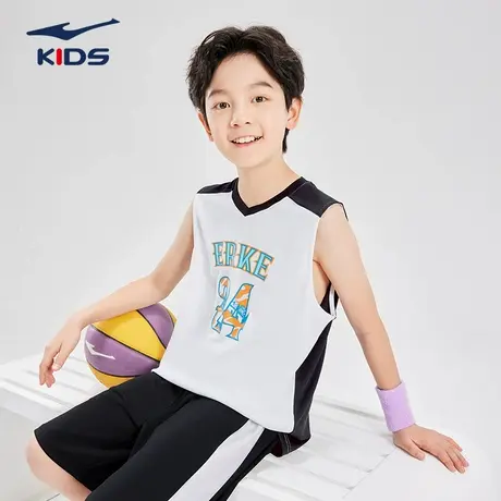 鸿星尔克男童运动服装2025夏季新款儿童篮球短袖T恤短裤两件套装图片