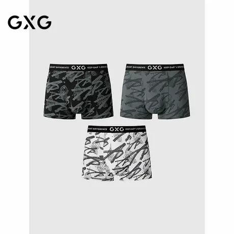 GXG男士内裤【3条装】莫代尔涂鸦印花内裤男內裆抑菌透气平角裤商品大图
