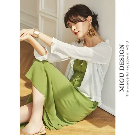 弥古白色针织衫防晒衣开衫女夏薄款小罩衫外套吊带裙外搭上衣短款图片