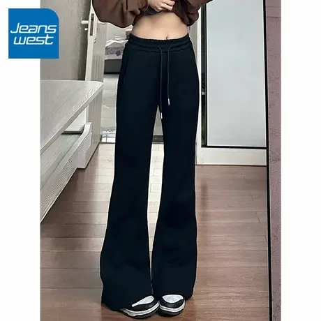 KV真维斯黑色喇叭裤春秋2025新款修身显瘦美式卫裤休闲微喇运动裤商品大图
