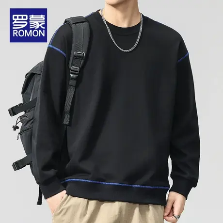 罗蒙2025年春秋新款卫衣宽松休闲百搭圆领长袖T恤男款上衣服男装商品大图