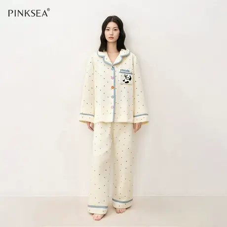 睡衣女款2025年新款长袖长裤秋冬加厚保暖法兰绒可外穿家居服套装商品大图
