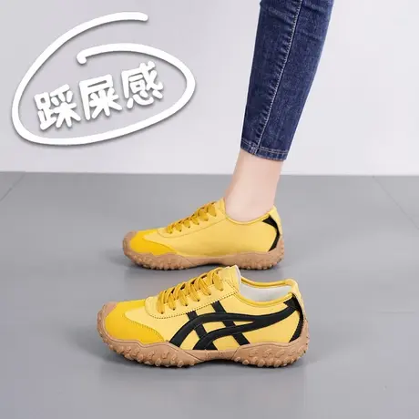 黄色德训鞋女2025秋季新款厚底运动休闲鞋轻便软底大码商品大图