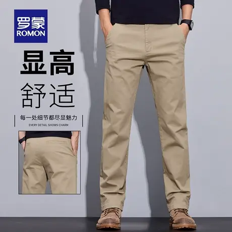罗蒙纯棉卡其休闲裤男士秋季2025新款商务西裤宽松直筒长裤男N1Z商品大图