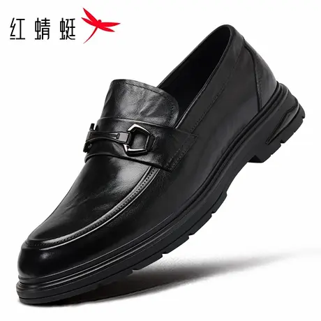 红蜻蜓男鞋秋冬新款鞋子男士一脚蹬休闲皮鞋乐福鞋男真皮牛皮单鞋商品大图