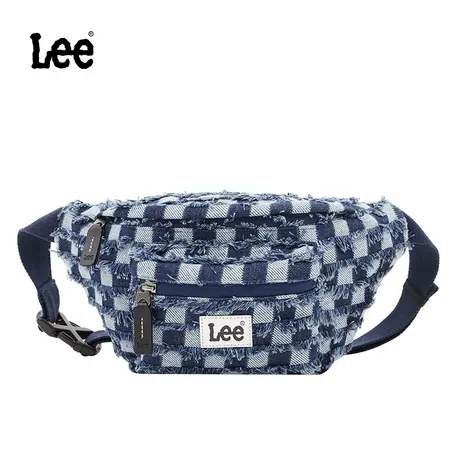 Lee新款丹宁棋盘格腰包男女时尚百搭单肩斜挎包休闲骑行运动胸包图片