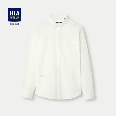 HLA/海澜之家时尚长袖休闲衬衫2024春夏新款纯棉牛津纺上衣男图片